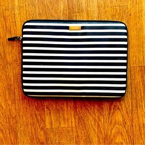 Kate Spade Black and White Striped 13” Padded Protective Laptop Case Sleeve Bag
